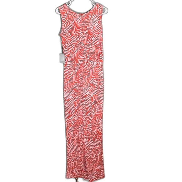 CALVIN Klein Drawstring Sleeveless Jumpsuit Orange size 8 NWT zebra print - Picture 4 of 9